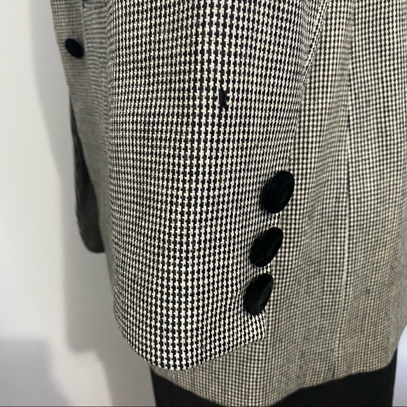 Vintage Lord & Taylor Wool Oversized Houndstooth Velvet Blazer Womens Size 6 - Picture 6 of 10